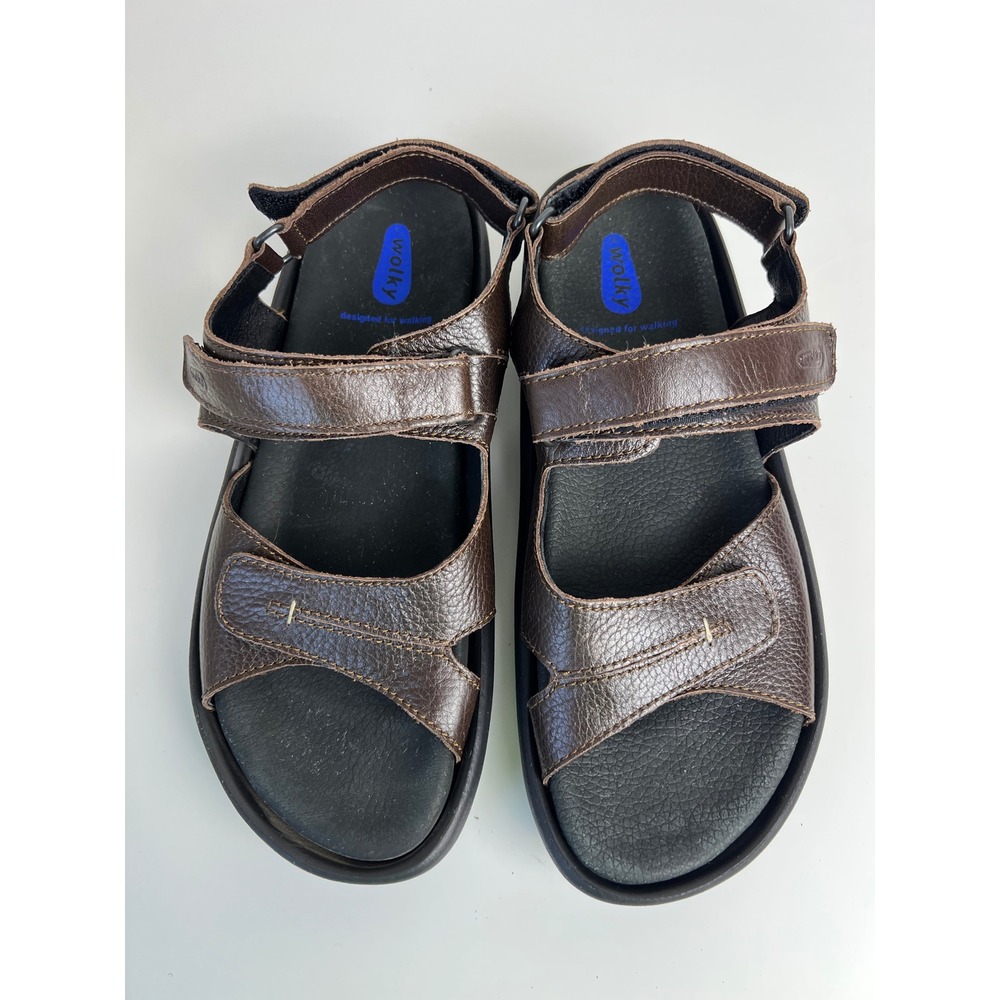 Wolky Brown Leather Comfort Walking Orthopedic Sandals Adjustable EU 41 US 10
